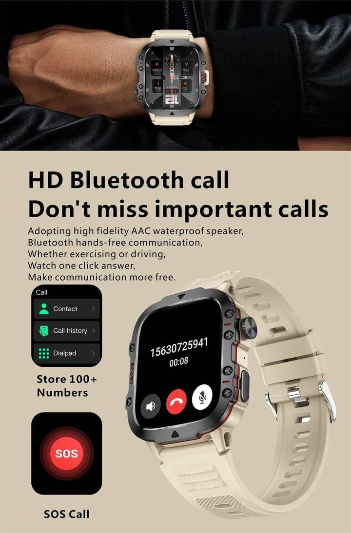 Fashion Smart Watch 1.96" Screen 420 MAh Bluetooth Call Voice Assistant Watch Sports Fitness 3TAM Waterproof Smartwatch For Men