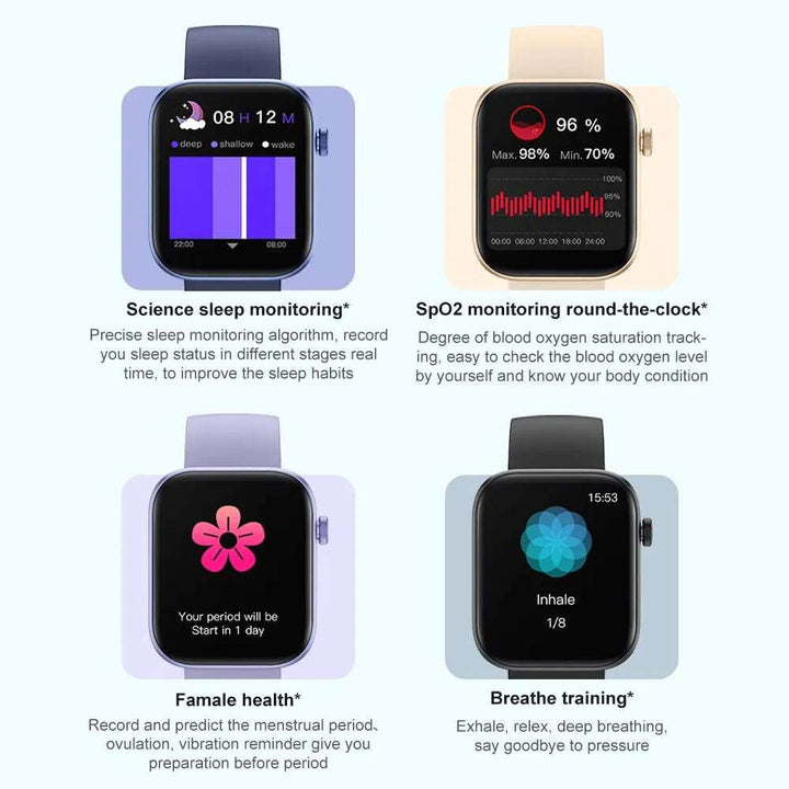 Smartwatch Health Monitoring  Waterproof  Voice Assistant for women & men