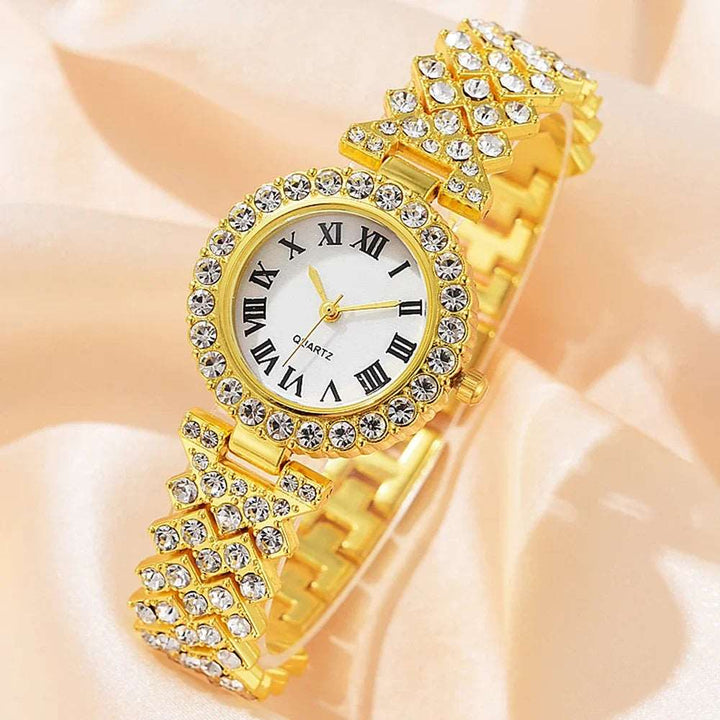 5PCS Set Luxury Watch Women Necklace Earrings Rhinestone Fashion Wristwatch Female Casual Ladies Watches Bracelet Clock