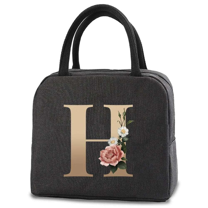 Lunch Bag Gold Letter Print Insulated Cold Picnic Carry Case Thermal Portable Lunch Box Bento Pouch Food Container Storage Bags