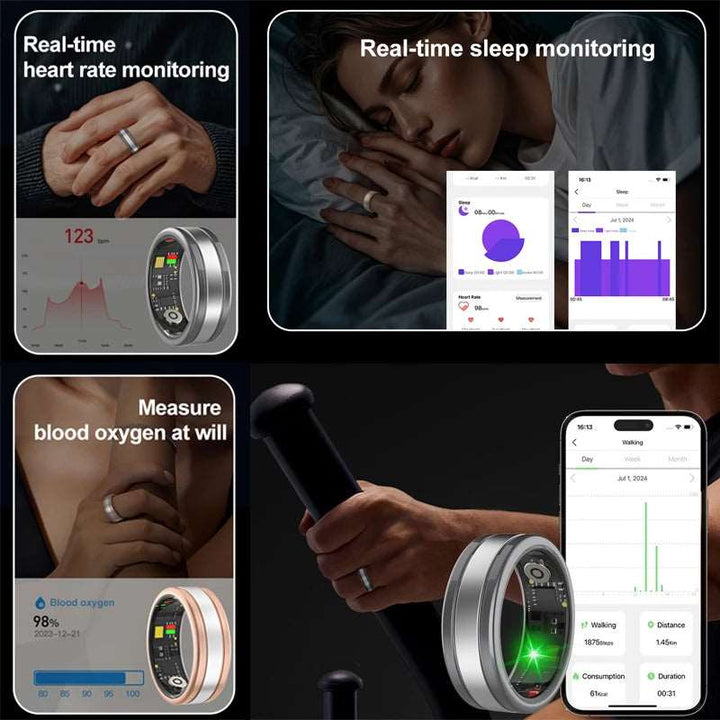 New Smart Ring for Men Women Heart Rate and Blood Oxygen Sleep Monitor Waterproof for Android IOS