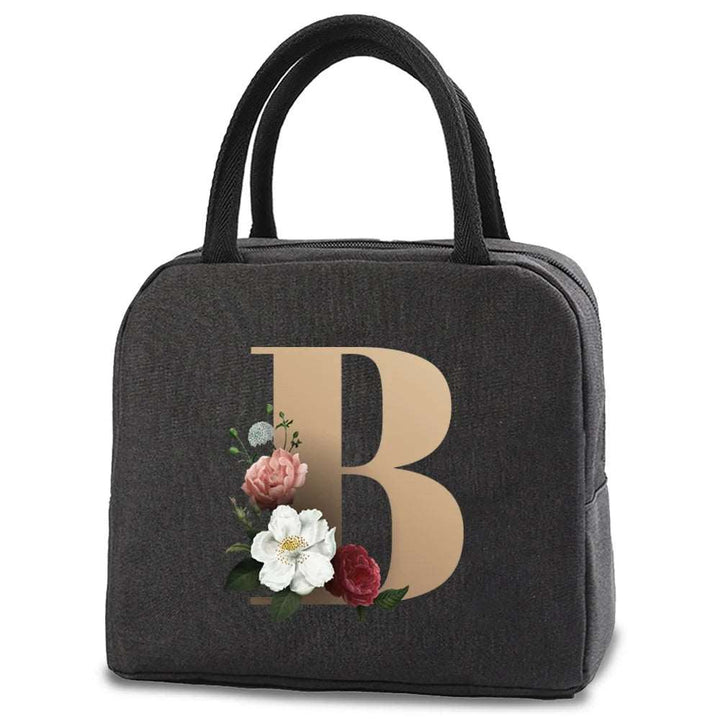 Lunch Bag Gold Letter Print Insulated Cold Picnic Carry Case Thermal Portable Lunch Box Bento Pouch Food Container Storage Bags