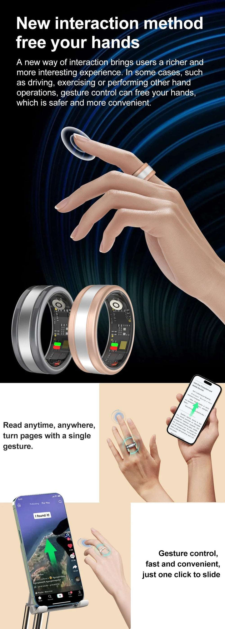 New Smart Ring for Men Women Heart Rate and Blood Oxygen Sleep Monitor Waterproof for Android IOS