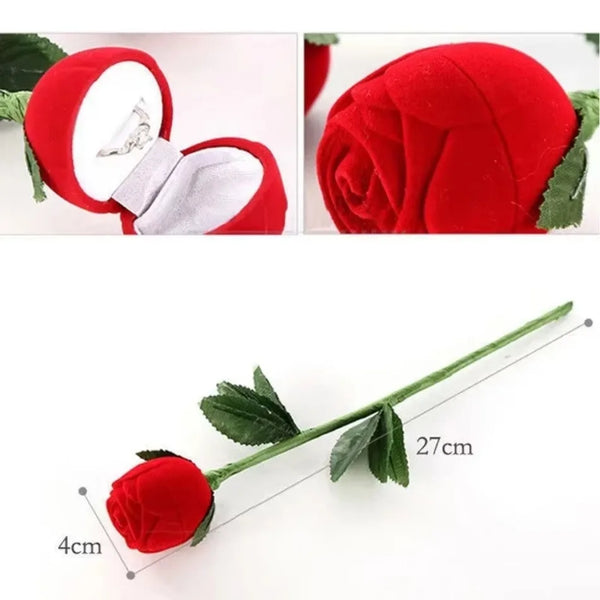 1 Pcs Creative Ring Box with Rose Branches, Earring Box Proposal and Confession Jewelry Box Valentine's Day Gift