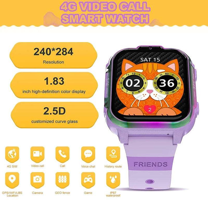 2024 4G Kids Smart Watch GPS History Location HD Video Call Camera SOS Waterproof  Smart Watch