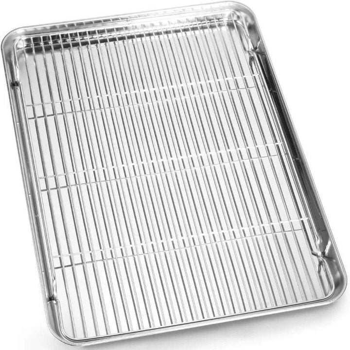 16 Inch Cookie Sheet and Cooling Rack Set Stainless Steel Professional Baking Pan Healthy Non-toxic Rustproof Bakeware Tools