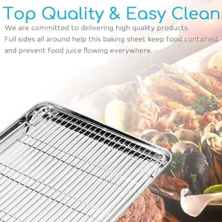 16 Inch Cookie Sheet and Cooling Rack Set Stainless Steel Professional Baking Pan Healthy Non-toxic Rustproof Bakeware Tools