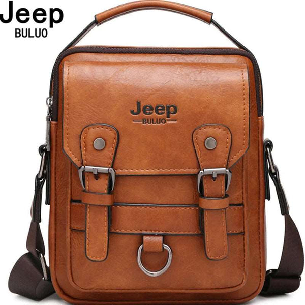 JEEP BULUO Multi-function Business Handbags  Large Capacity Leather Messenger Bag Crossbody Big Brand